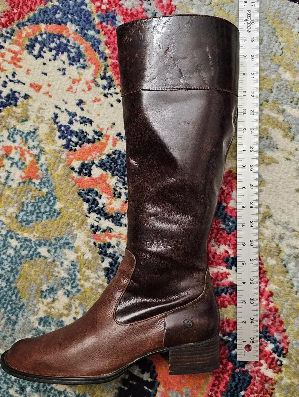 Born Knee High Boots Leather Riding Womens Size 7 / EU 38 Brown Side Zip - Picture 10 of 12